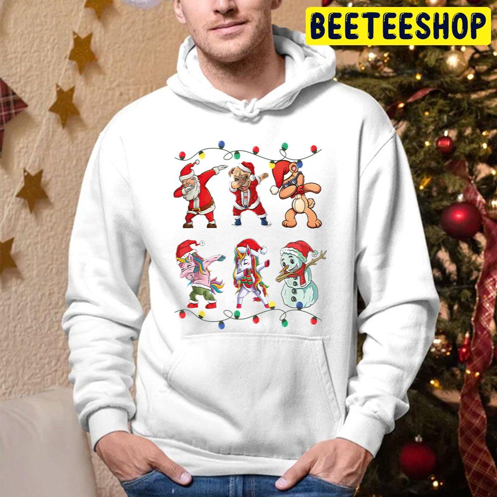 Dabbing Santa Elf Friends Christmas Trending Unisex Hoodie