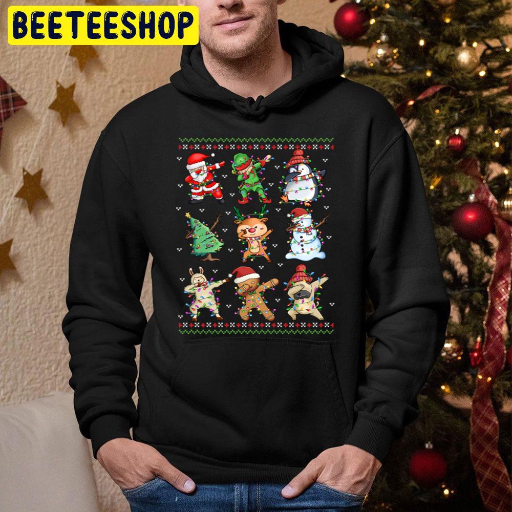 Dabbing Santa Elf Friends Knit Xmas Christmas Trending Unisex Hoodie