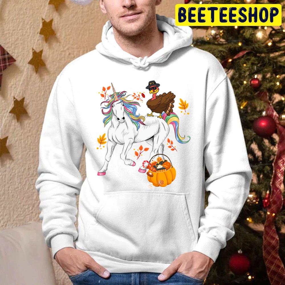 Dabbing Turkey Riding Unicorn Thanksgiving Trending Unisex Hoodie