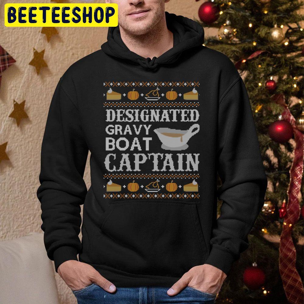 Designated Gravy Boat Captian Thanksgiving Knit Pattern Trending Unisex Hoodie