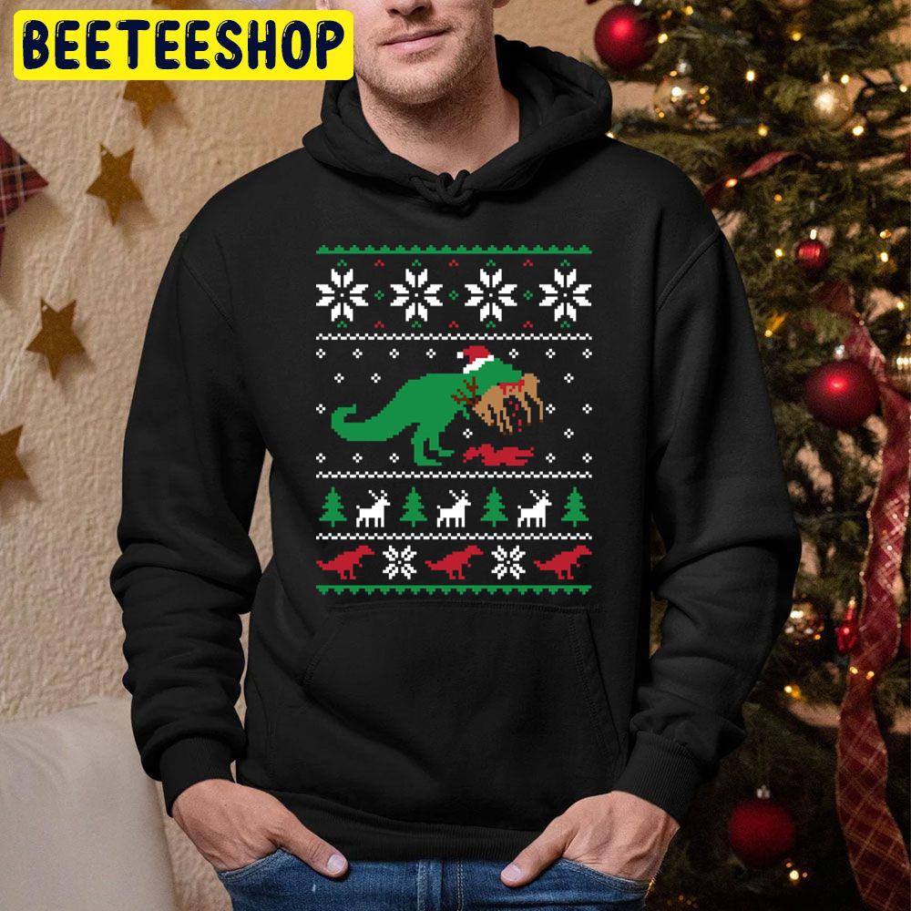 Dinosaur Knit Pattern Christmas Trending Unisex Hoodie