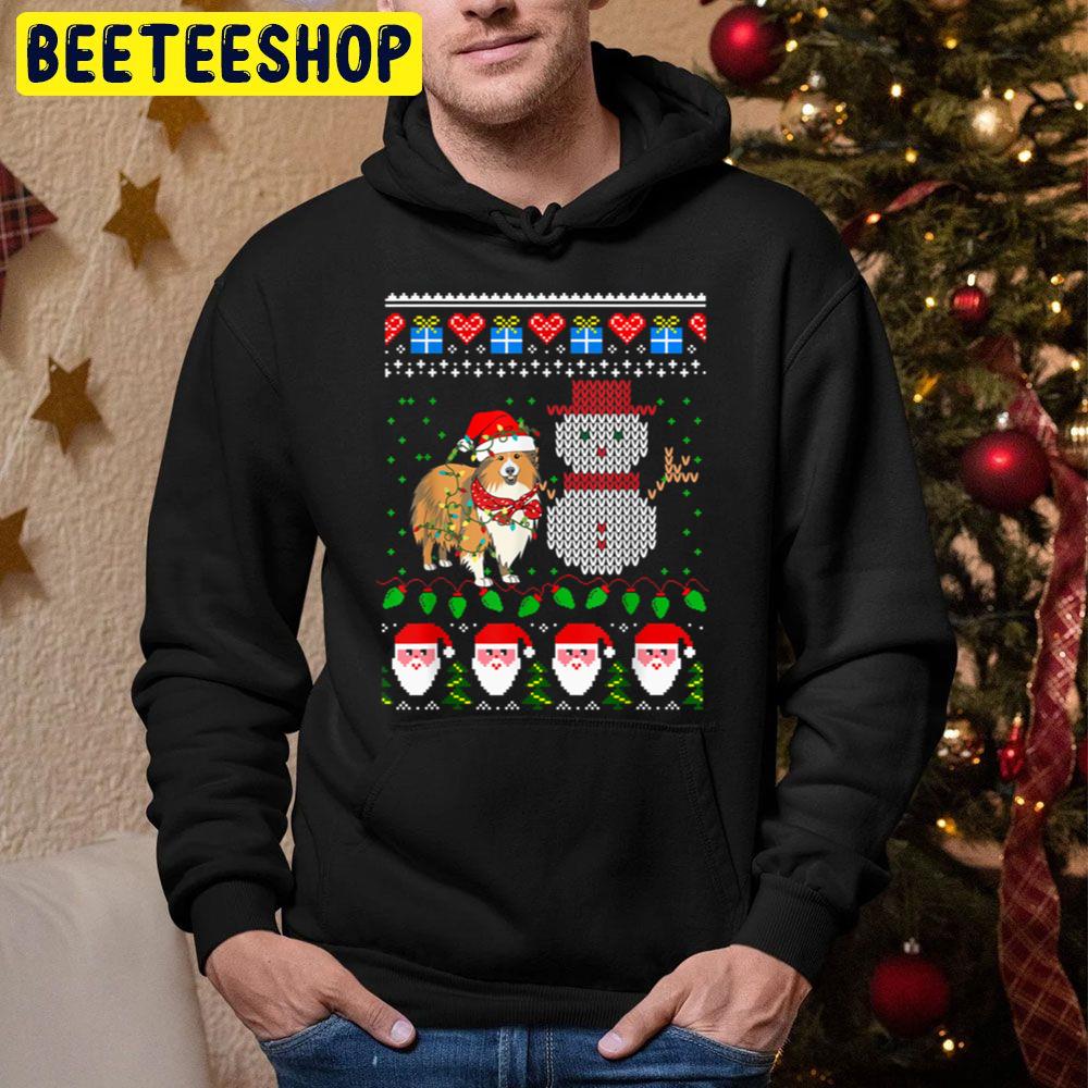 Dog And Snowman Christmas Lights Trending Unisex Hoodie