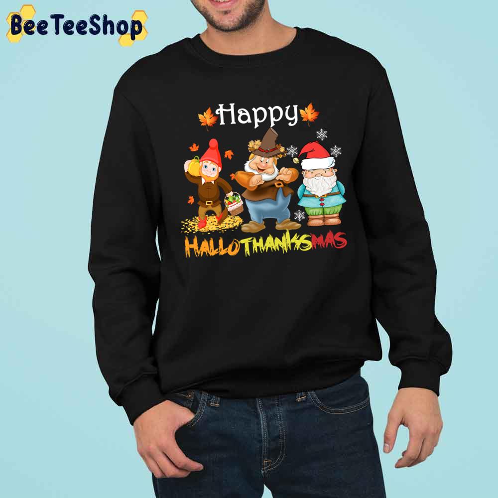 Dwarfs Happy Hallothanksmas Gnomes Trending Unisex Sweatshirt