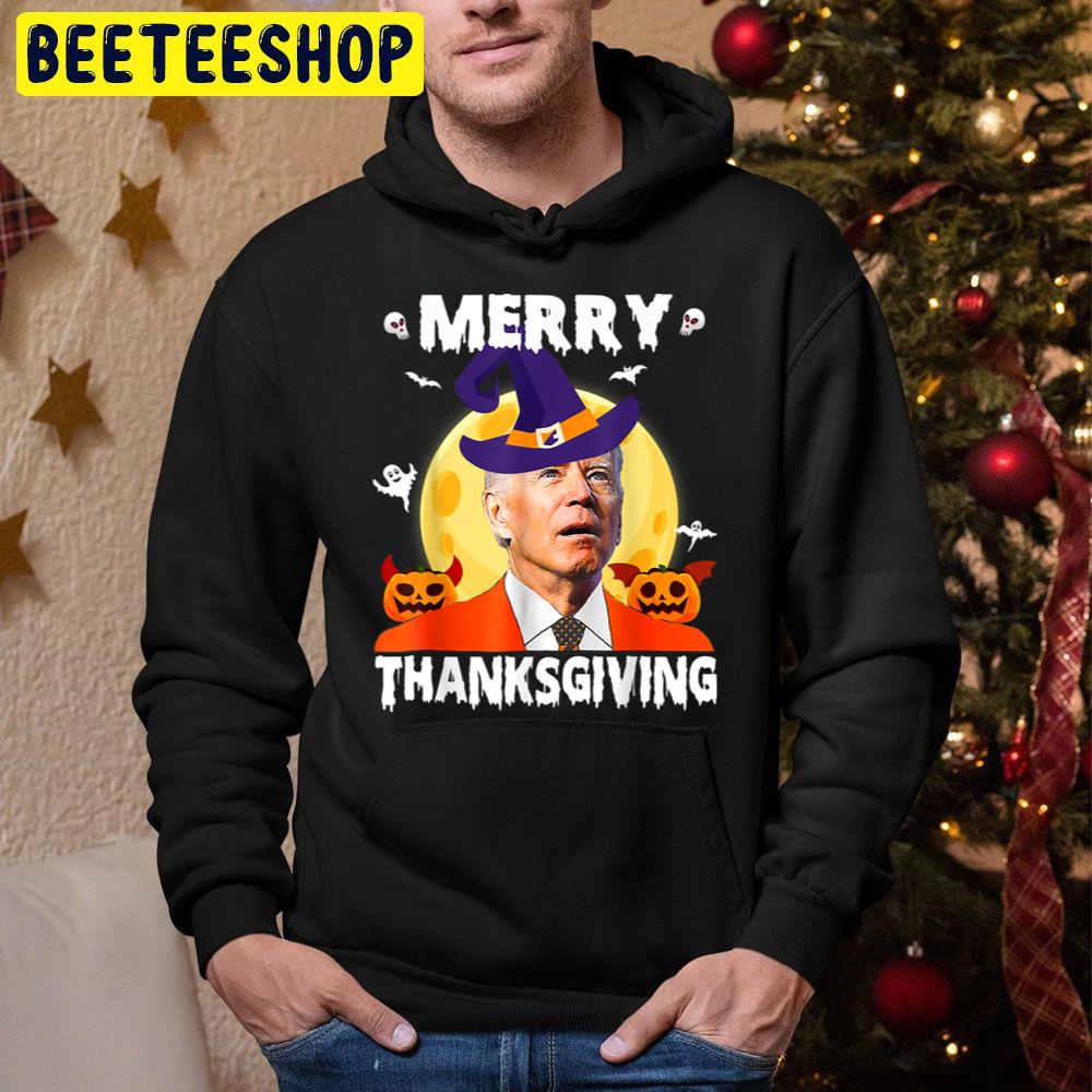 Funny Joe Biden Confused Merry Thanksgiving For Halloween Trending Unisex Hoodie