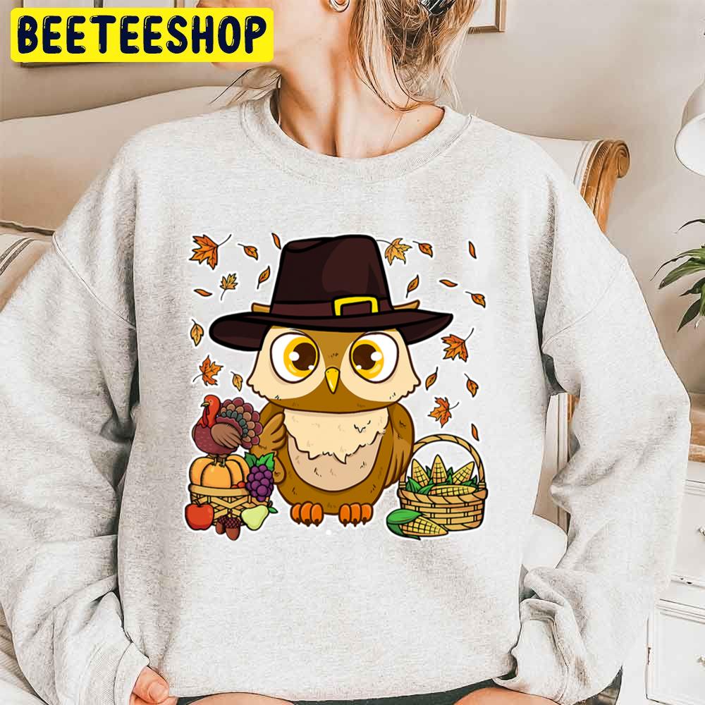 Funny Thanksgiving Owl Turkey Trending Unisex Sweatshirt