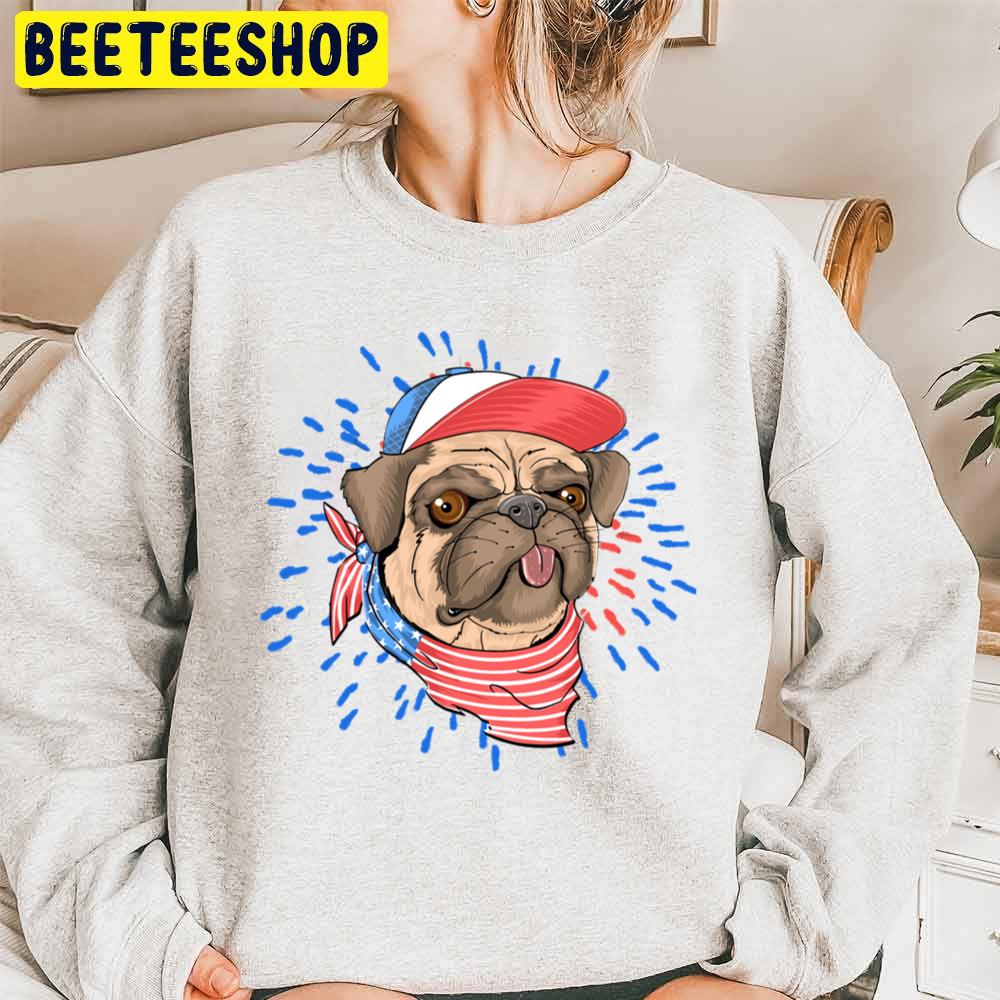 Funny Tongue Out Patriot Pug July 4th American Flag Patriot Independence Day Trending Unisex Sweatshirt