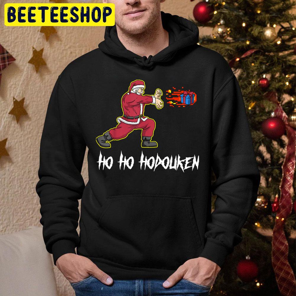 Funnys Santa Ho Ho Hodouken Retro Video Game Trending Unisex Hoodie