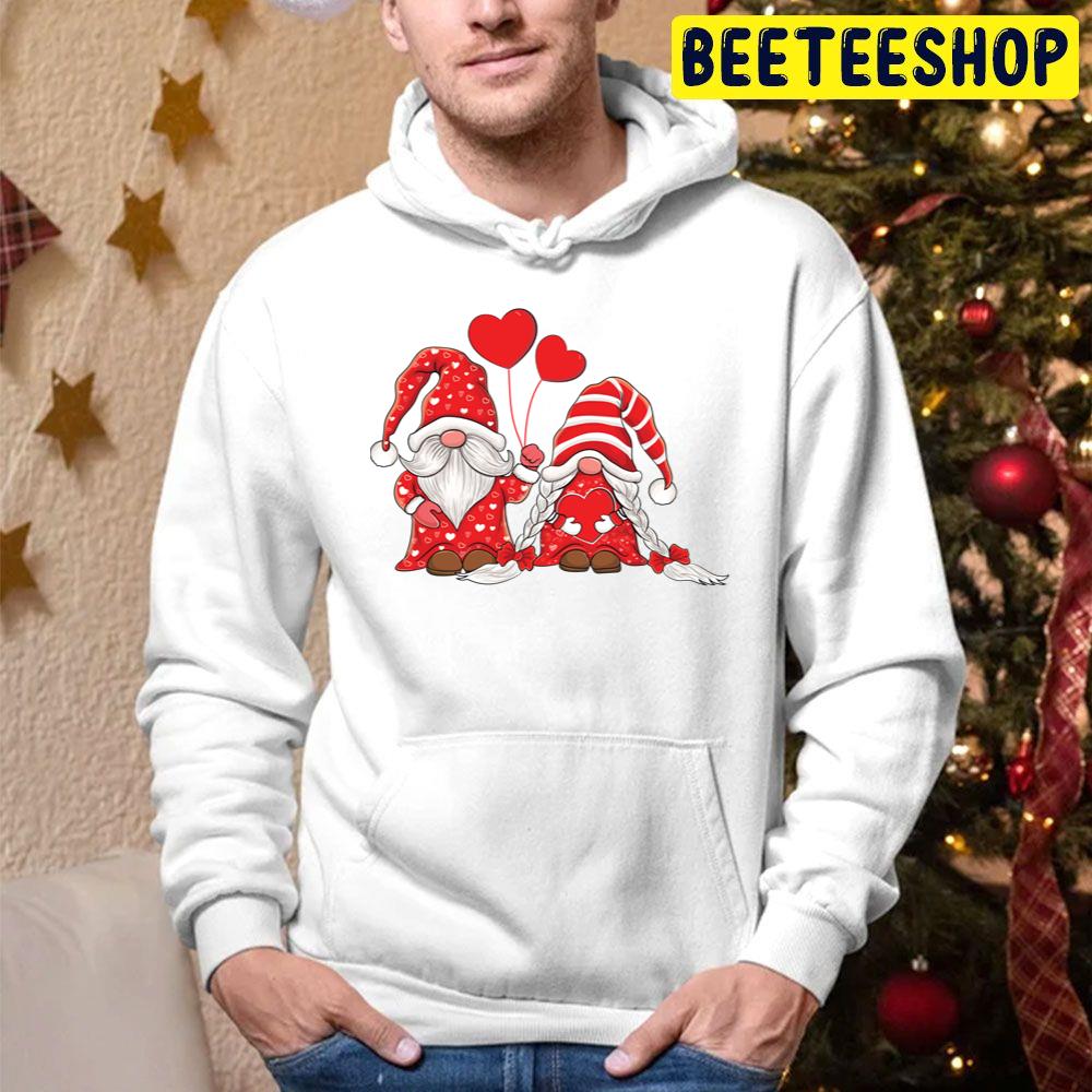 Gnomes Couple Holding Hearts Love Valentines Trending Unisex Hoodie