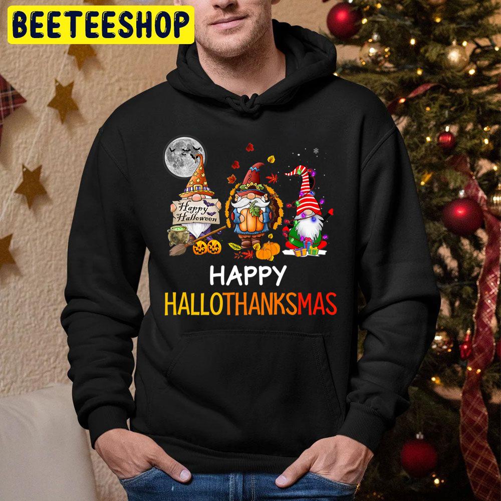 Gnomes Lover Happy Hallothanksmas Trending Unisex Hoodie