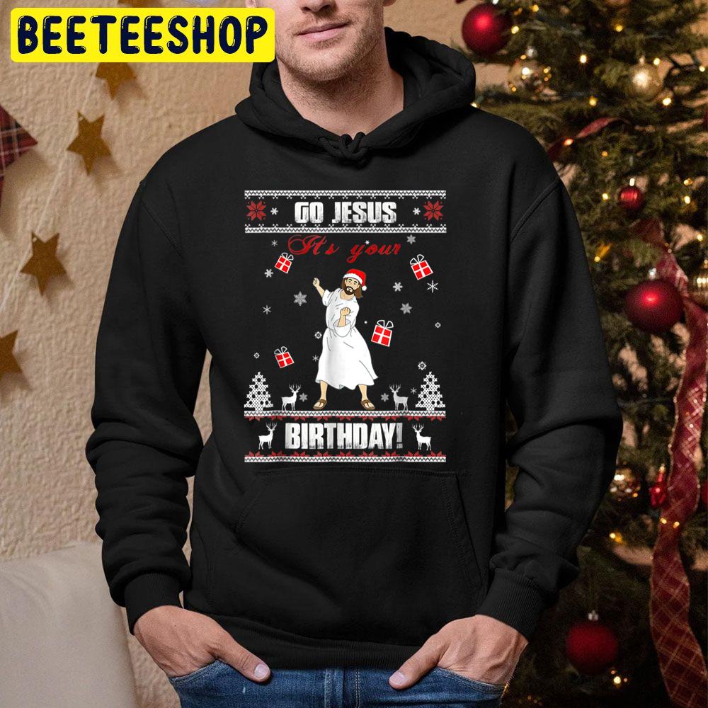 Go Jesus It’s Your Birthday Knit Christmas Trending Unisex Hoodie