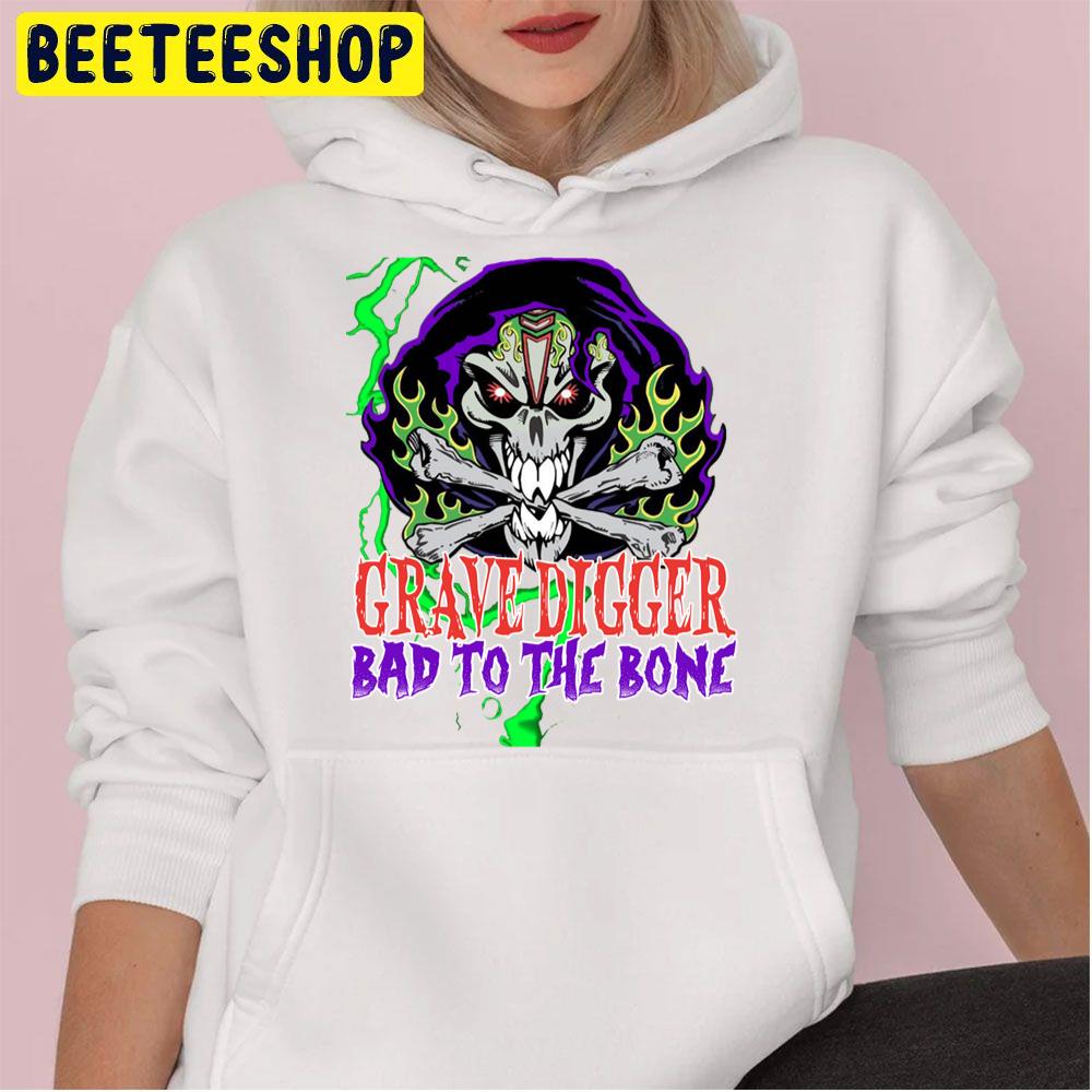 Grave Digger Bad To The Bone Monster Jam Grave Digger Monster Truck Fanart Cool Trending Unisex Hoodie