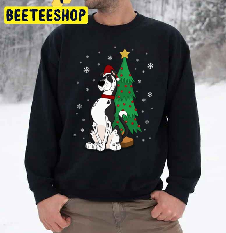 Great Dane Wear Santa Hat Christmas Trending Unisex Sweatshirt