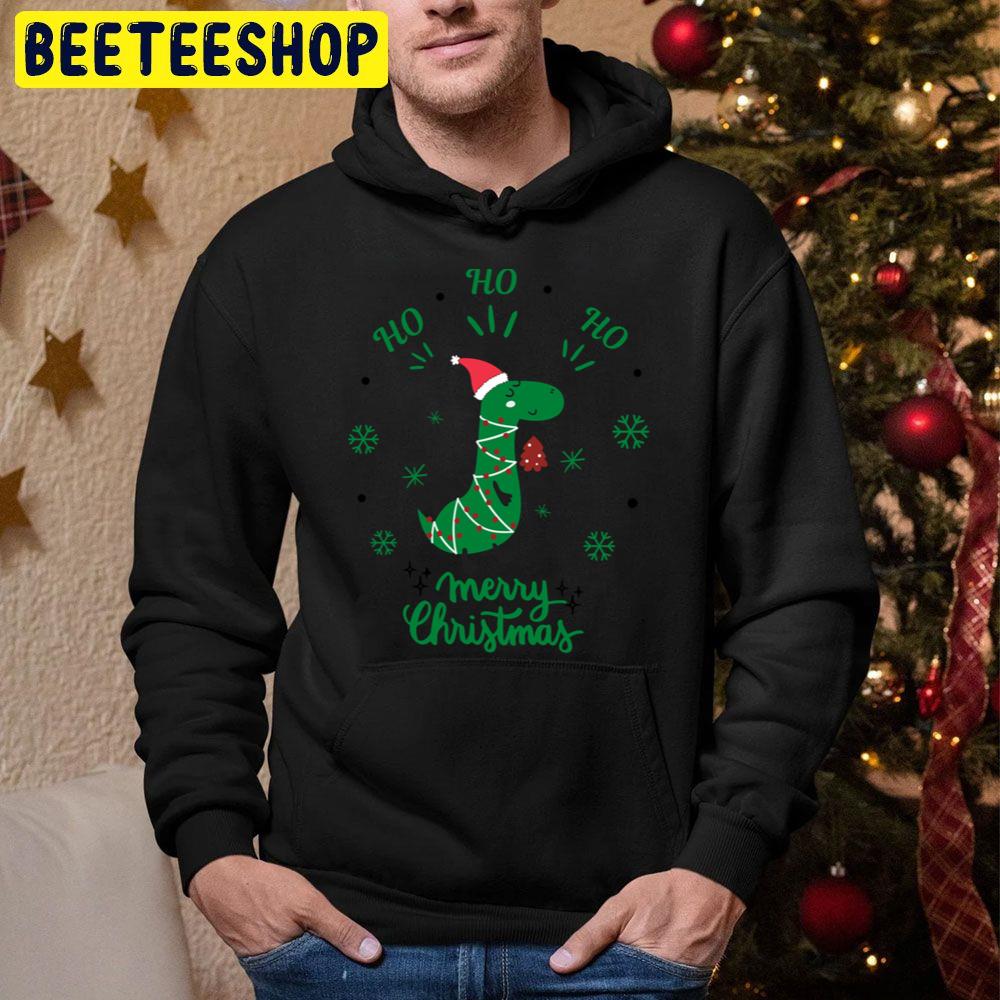 Green Dinosaur Ho Ho Ho Christmas Trending Unisex Hoodie