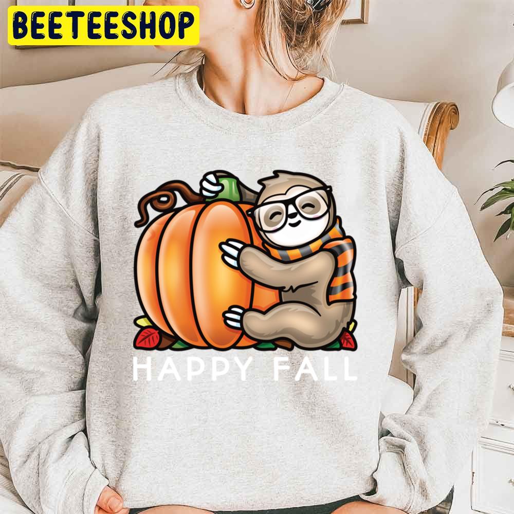 Happy Fall-Kawaii Cute Sloth Hugging A Pumpkin Trending Unisex Sweatshirt