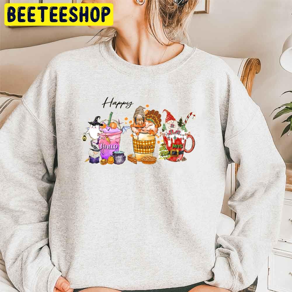 Happy Hallothanksmas Coffee Cup Graphic Trending Unisex Sweatshirt