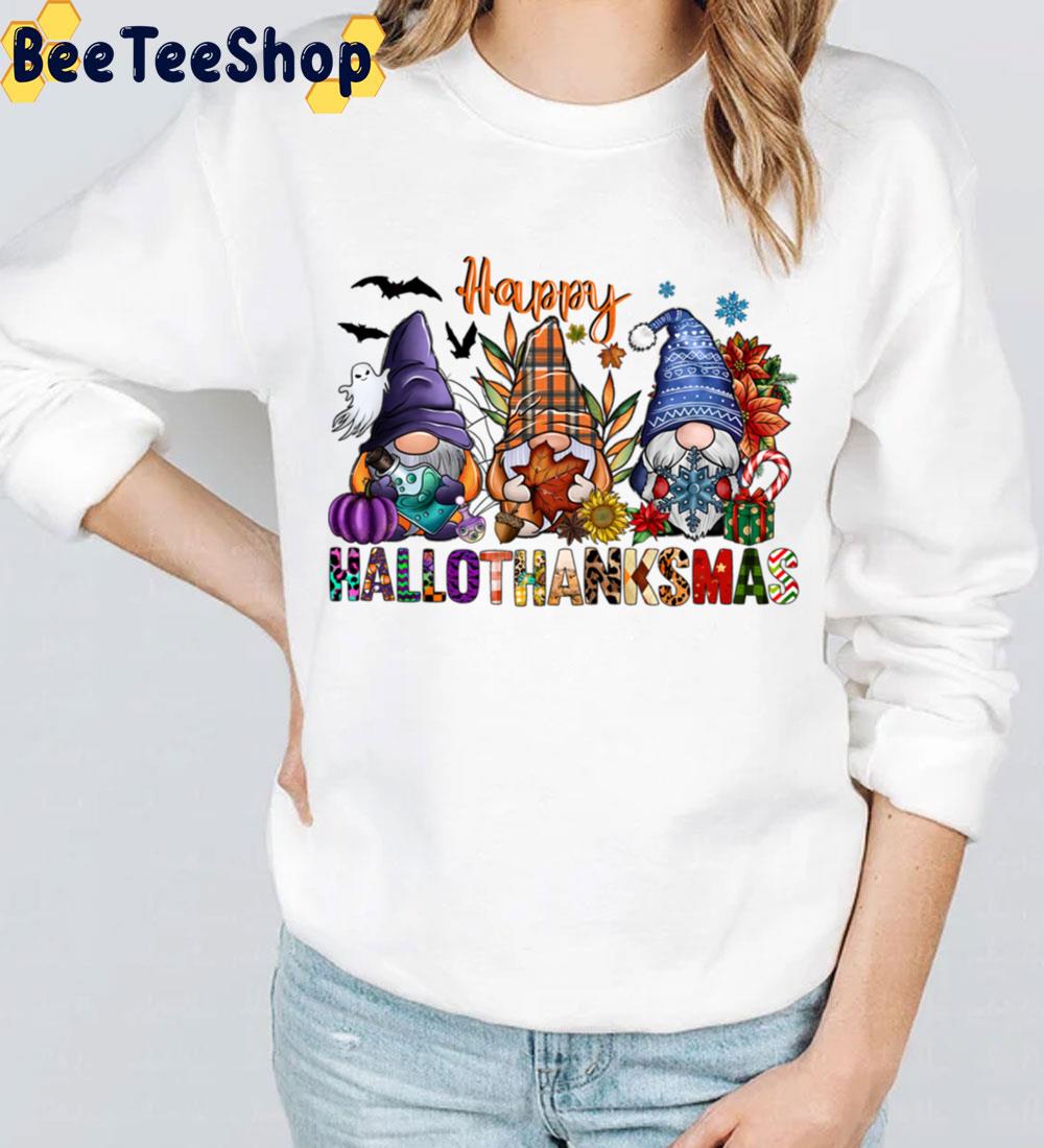 Happy Hallothanksmas Gnomes Design Trending Unisex Sweatshirt