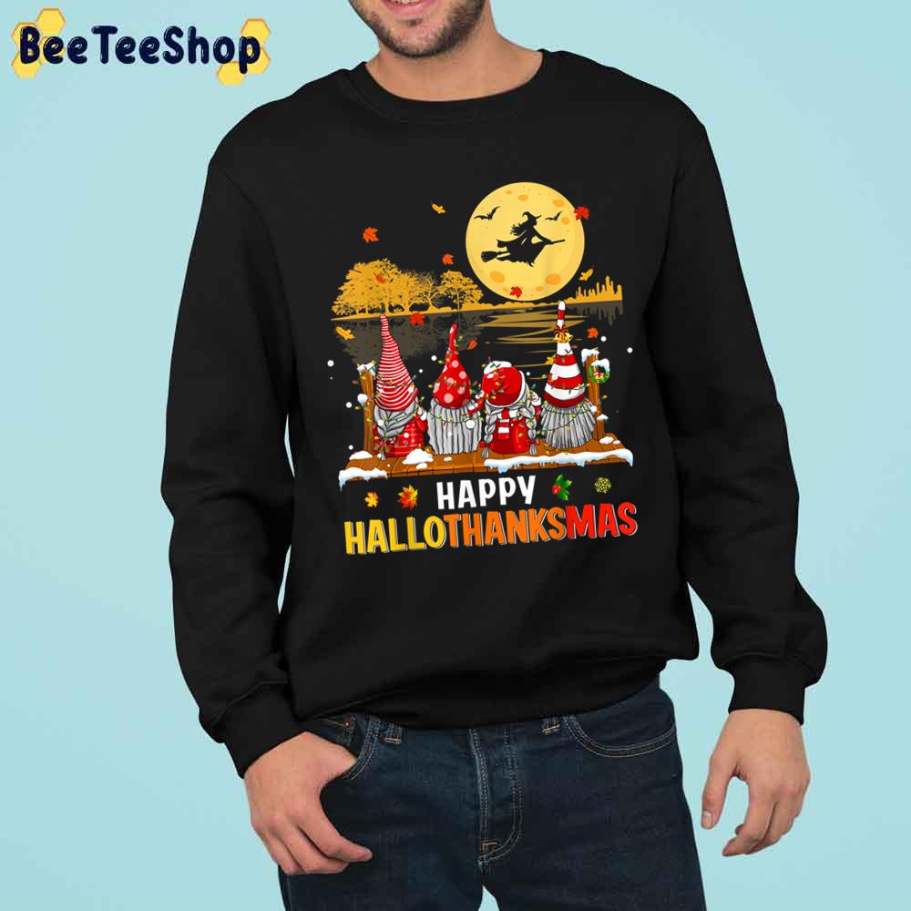 Happy Hallothanksmas Gnomes Looking For Witch Trending Unisex Sweatshirt