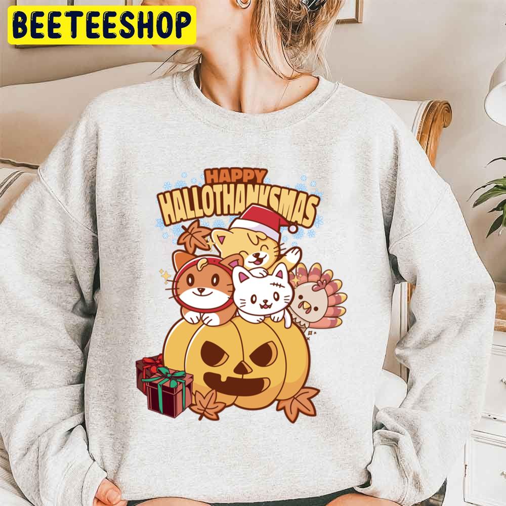 Happy Hallothanksmas Kawaii Trending Unisex Sweatshirt