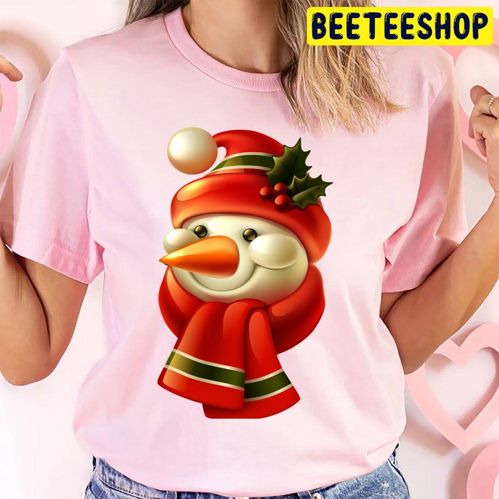 Happy Snowman Retro Vintage Pink Santa Claus Christmas Trending Unisex T Shirt