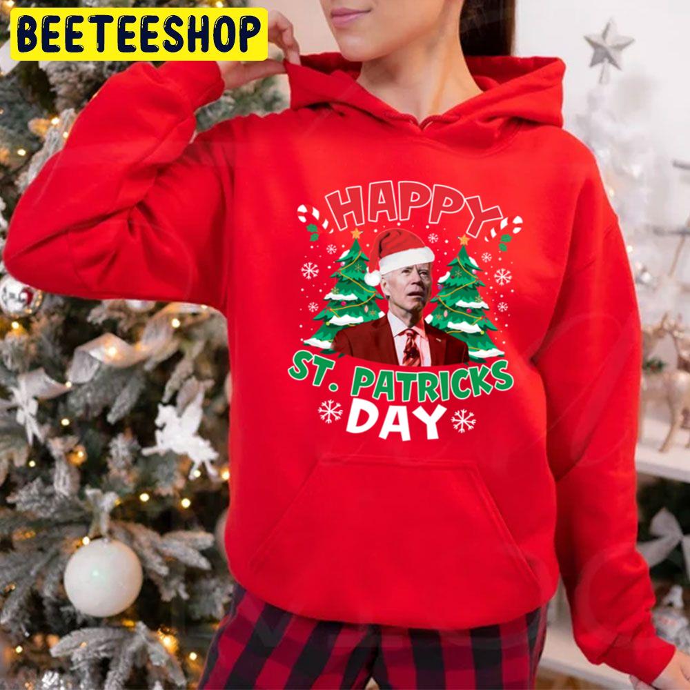 Happy St. Patricks Day Joe Biden Santa Funny Christmas Trending Unisex Hoodie