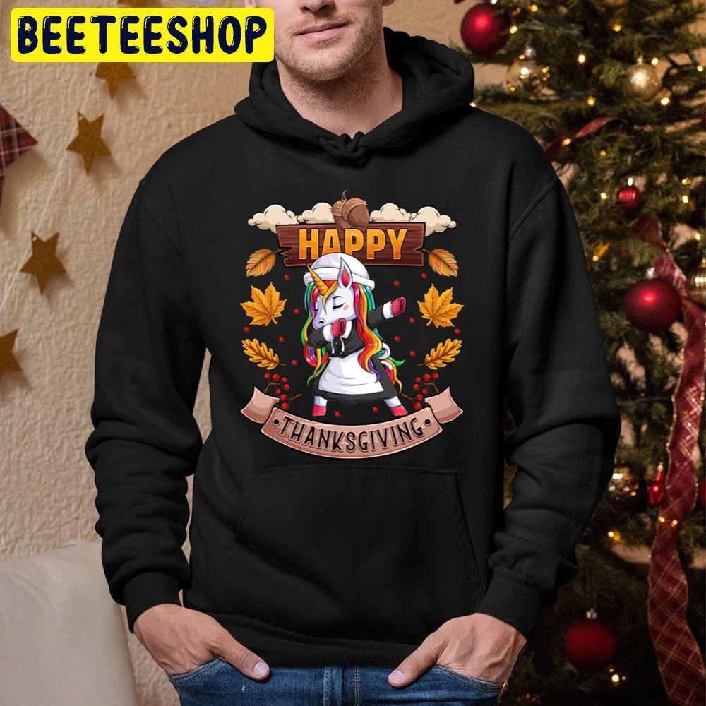 Happy Thanksgiving Dabbing Unicorn Pilgrim Trending Unisex Hoodie