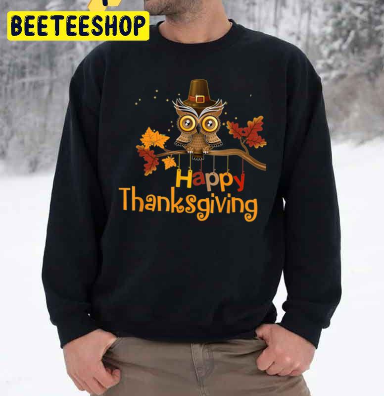 Happy Thanksgiving Pilgrim Owl Trending Unisex Sweatshirt