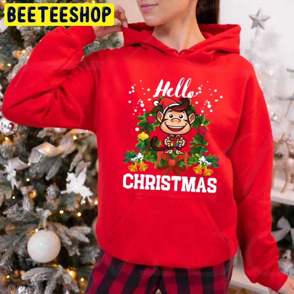 Hello Christmas Happy Monkey Elfmas Trending Unisex Hoodie