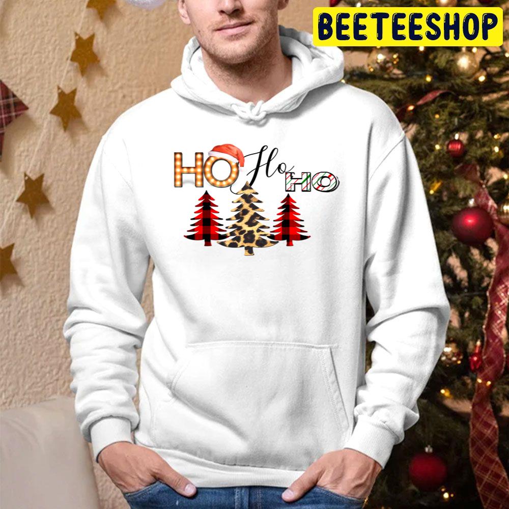 Ho Ho Ho Christmas Tree Leopard Pattern Trending Unisex Hoodie