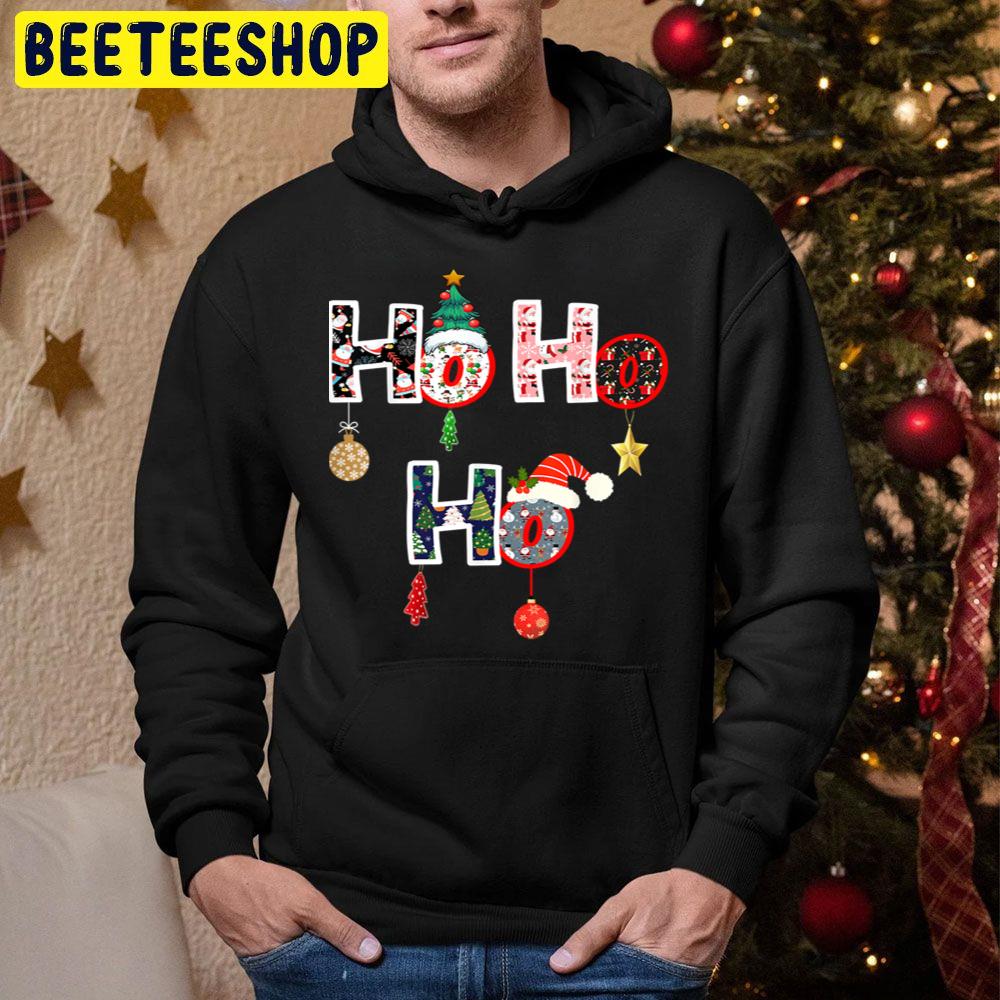 Ho Ho Ho Knit Christmas Pajama Matching Family Xmass Trending Unisex Hoodie