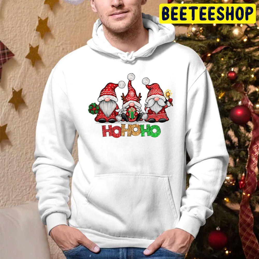 Ho Ho Ho Merry Christmas Santa Claus Gnome Reindeer Trending Unisex Hoodie