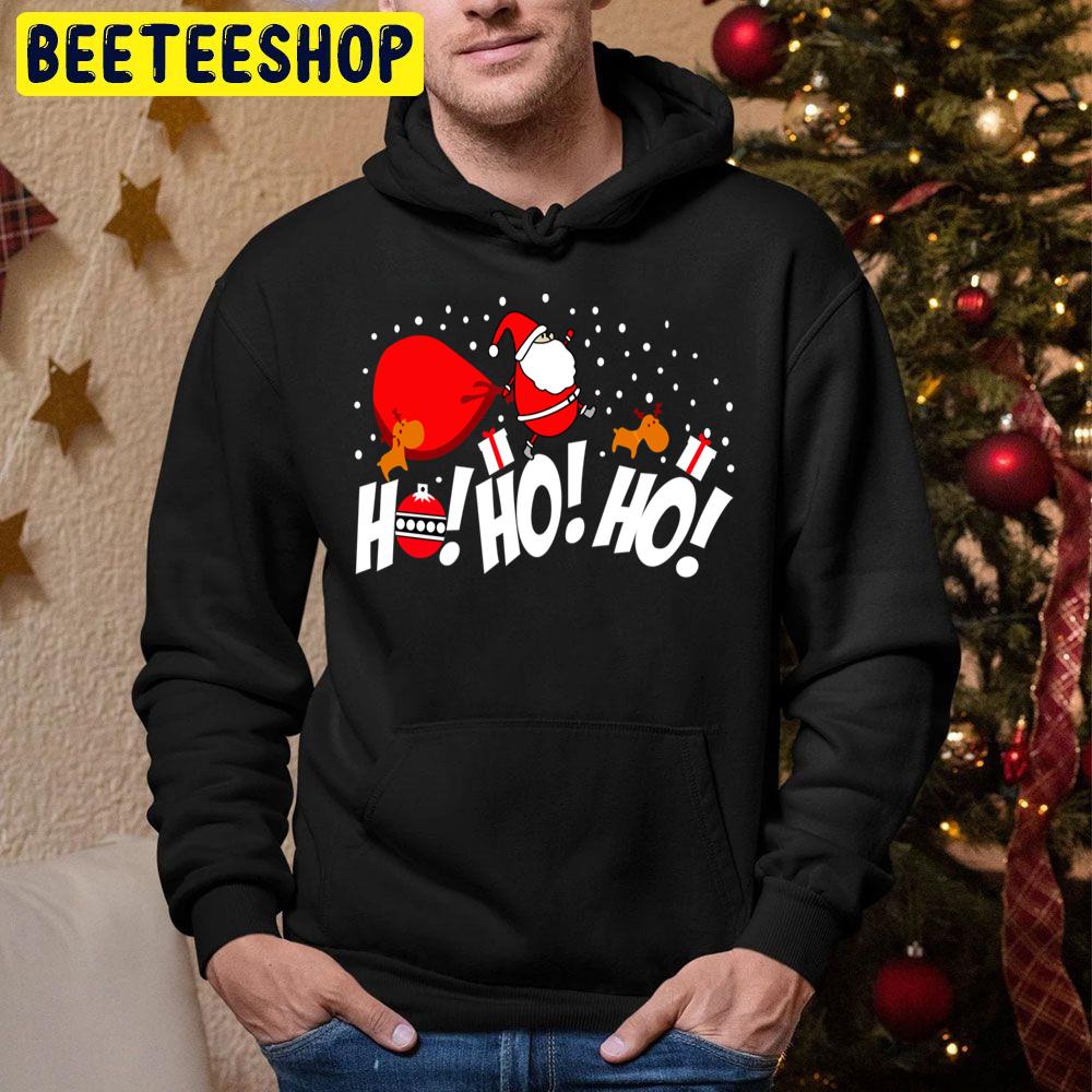 Ho Ho Ho Santa And Moose Christmas Trending Unisex Hoodie