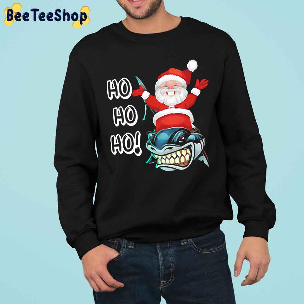 Ho Ho Ho Santa Riding Shark Christmas Trending Unisex Sweatshirt