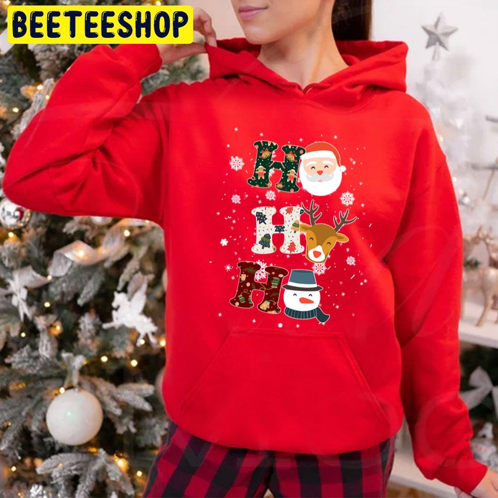 Hohoho Merry Christmas Santa Reindeer Snowman Trending Unisex Hoodie