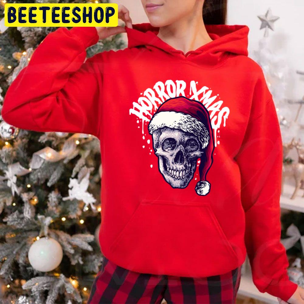 Horror Christmas Knit Creepy Skull Hail Santa Xmas Trending Unisex Hoodie