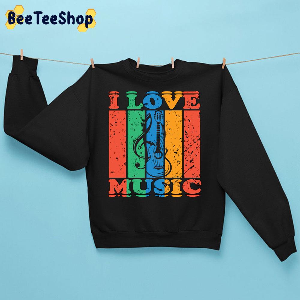 I Love Music Retro Colors Trending Unisex Sweatshirt