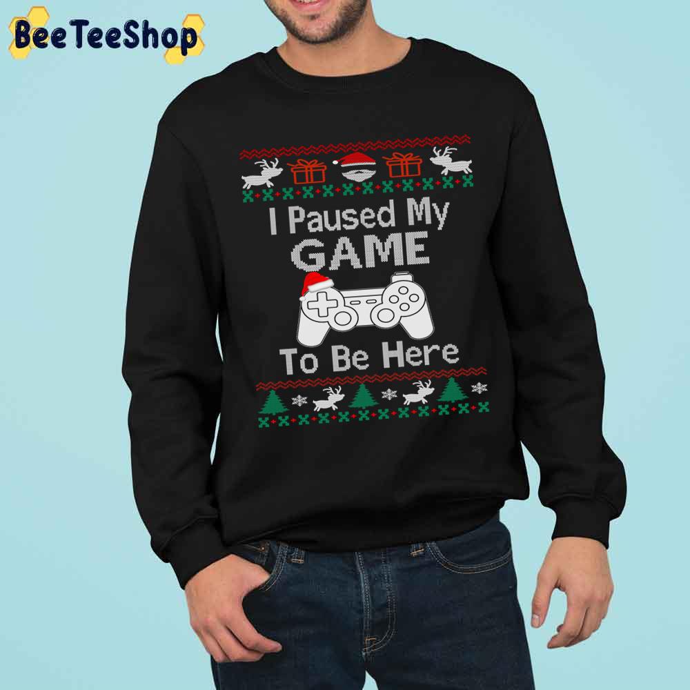 I Paused My Game To Be Here Knit Christmas Trending Unisex Sweatshirt