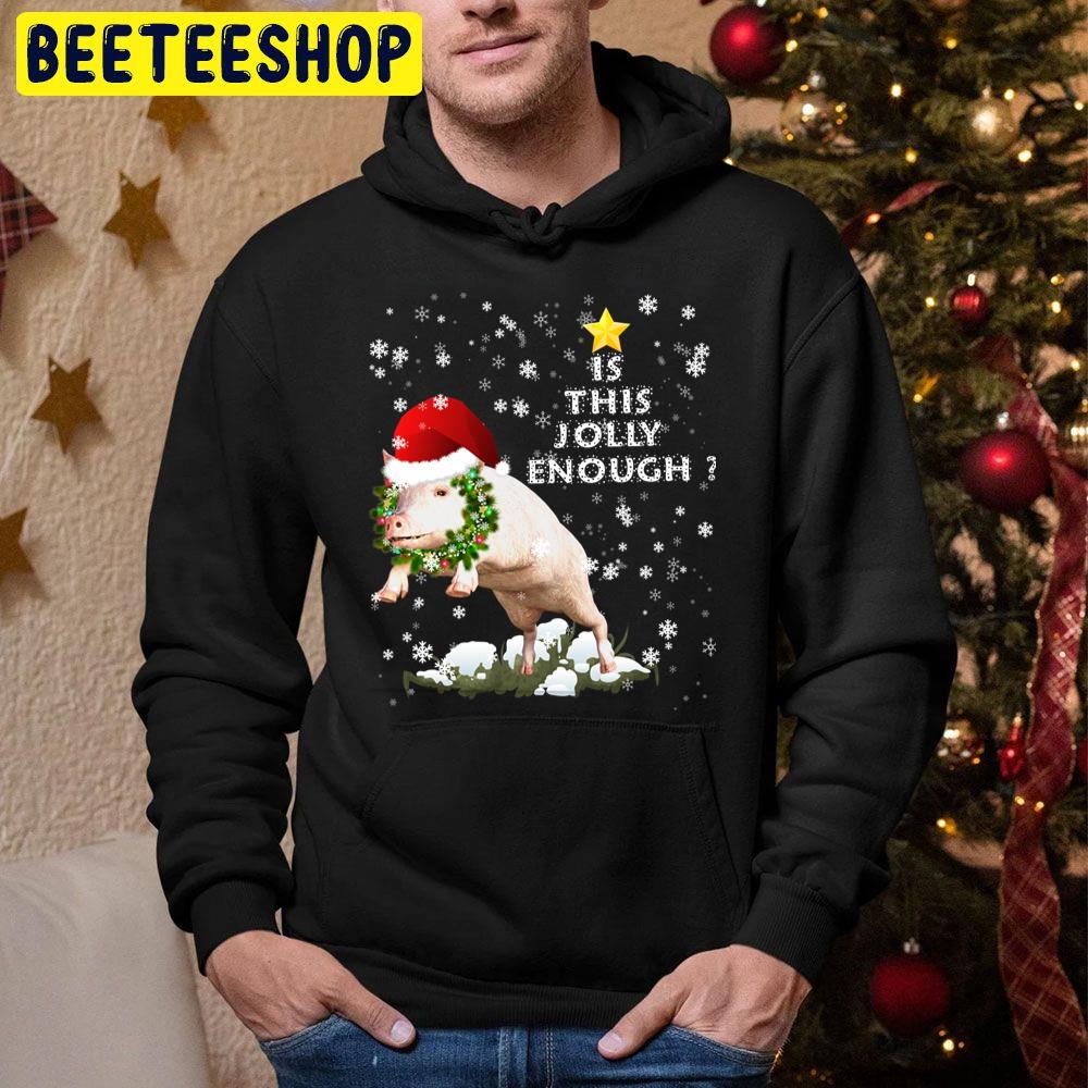 Is This Jolly Enough Funny Pig Santa Hat Trending Unisex Hoodie