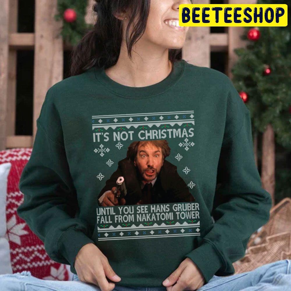 Its Not Christmas Unil You See Hans Gruber Falls From Nakatomi Tower Knit Pattern Trending Unisex Hoodie