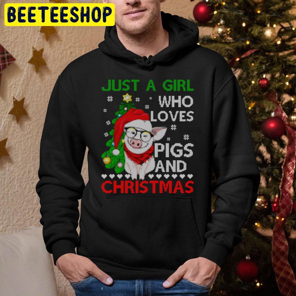 Just A Girl Who Loves Pigs And Christmas Trending Unisex Hoodie