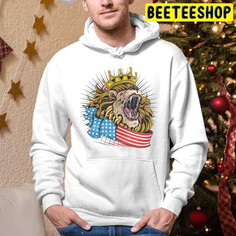 King Lion Of America With Usa Flag Trending Unisex Hoodie