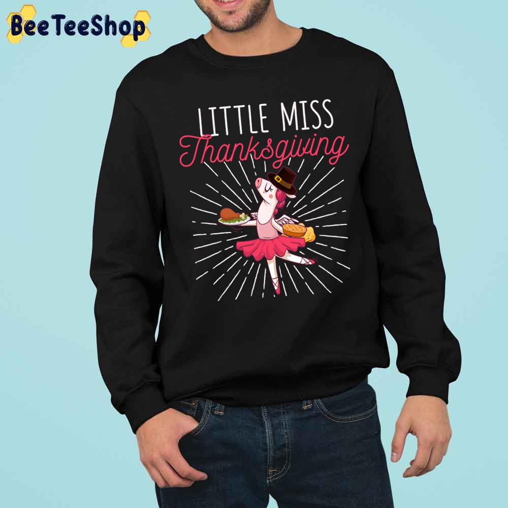 Little Miss Thanksgiving Funny Unicorn Turkey Day Pilgrim Small Trending Unisex Sweatshirt