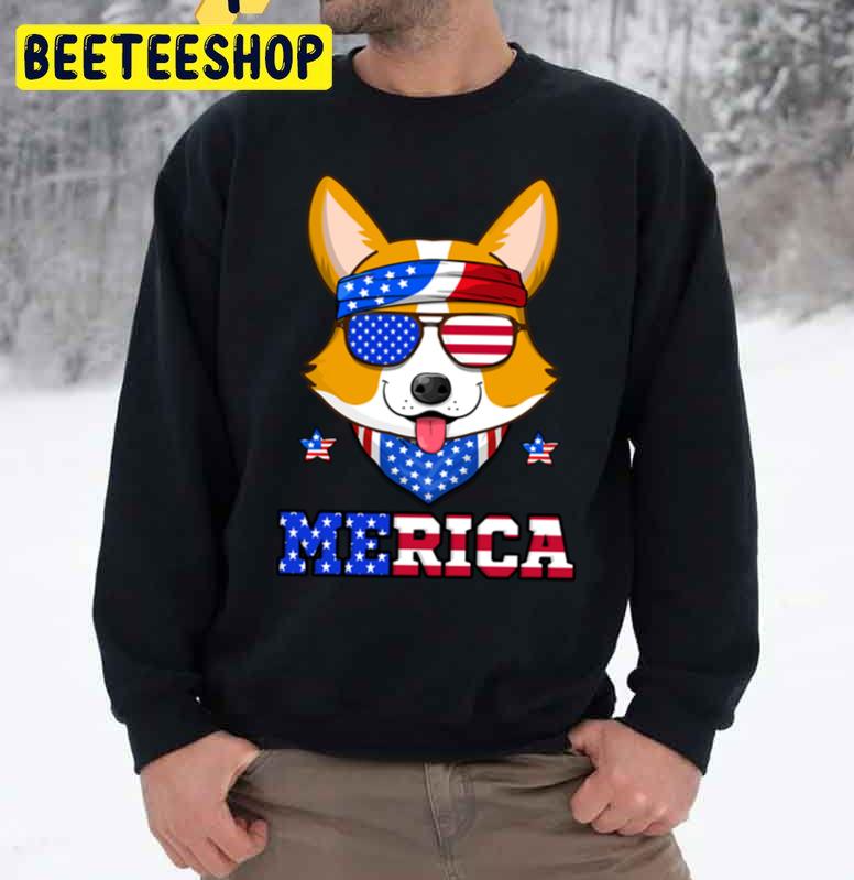 Merica Corgi 4th Of July Trending Unisex Sweatshirt