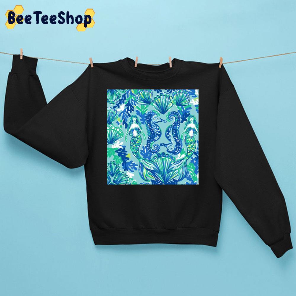 Mermaids And Seahorse Colour Art Retro Trending Unisex Sweatshirt