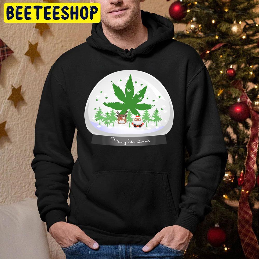 Merry Christmas Marijuana Snow Globe Trending Unisex Hoodie