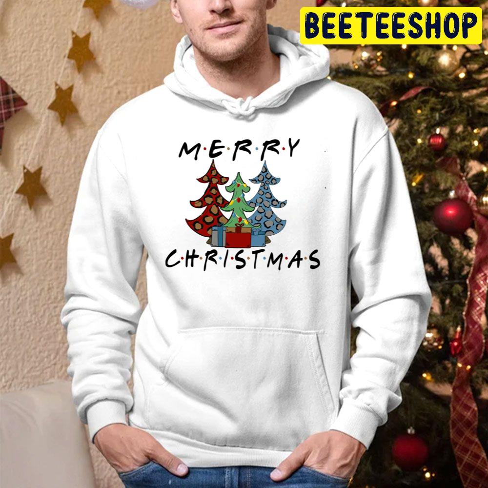 Merry Christmas With Leopard Print Trees Trending Unisex Hoodie