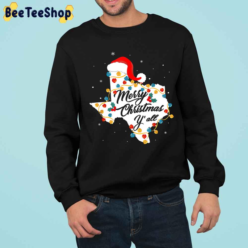 Merry Christmas Yall Taxas Map Trending Unisex Sweatshirt