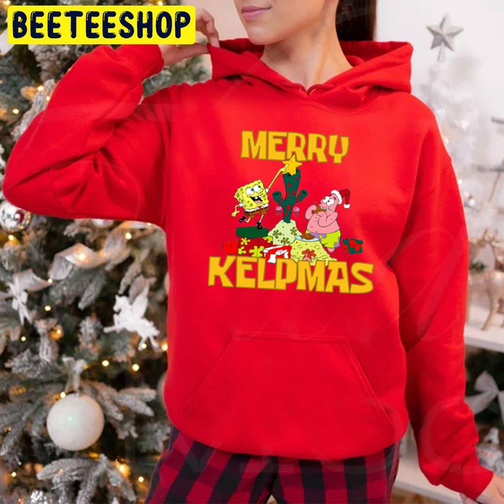 Merry Kelpmas Spongebob And Patrick Star Christmas Trending Unisex Hoodie