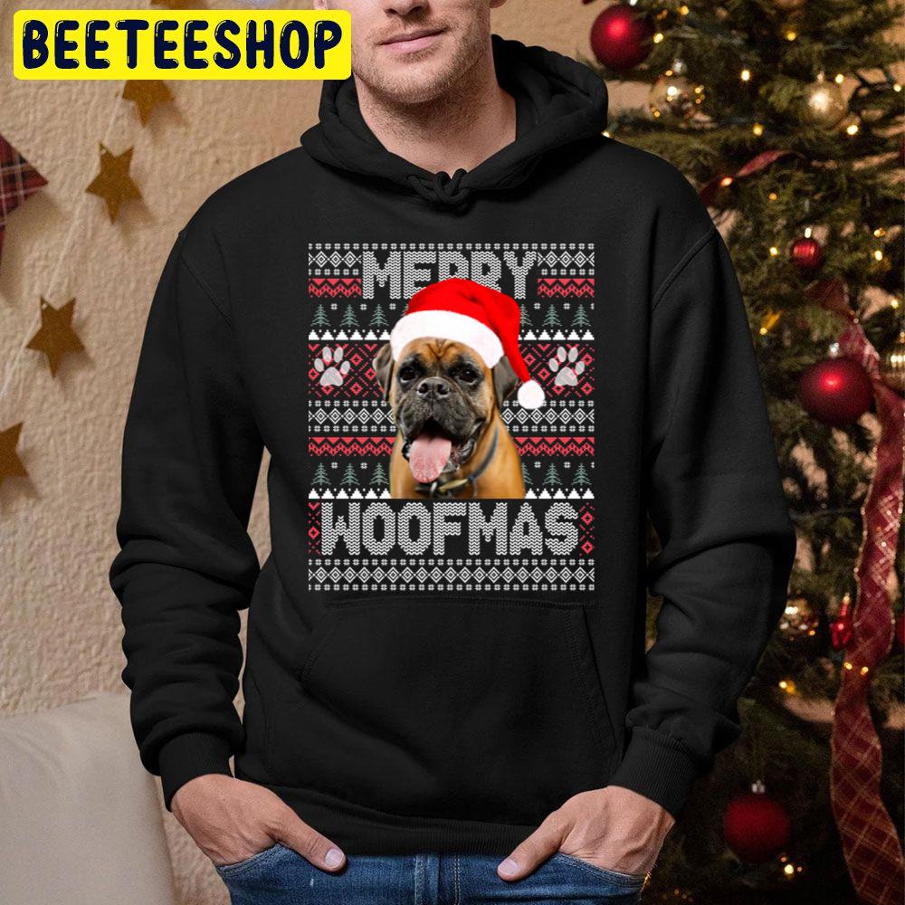 Merry Woofmas Cute Boxer With Santa Hat Christmas Trending Unisex Hoodie