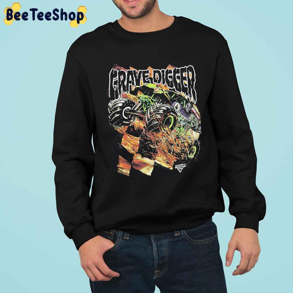 Monster Truck Grave Digger Vintage Fire Trending Unisex Sweatshirt