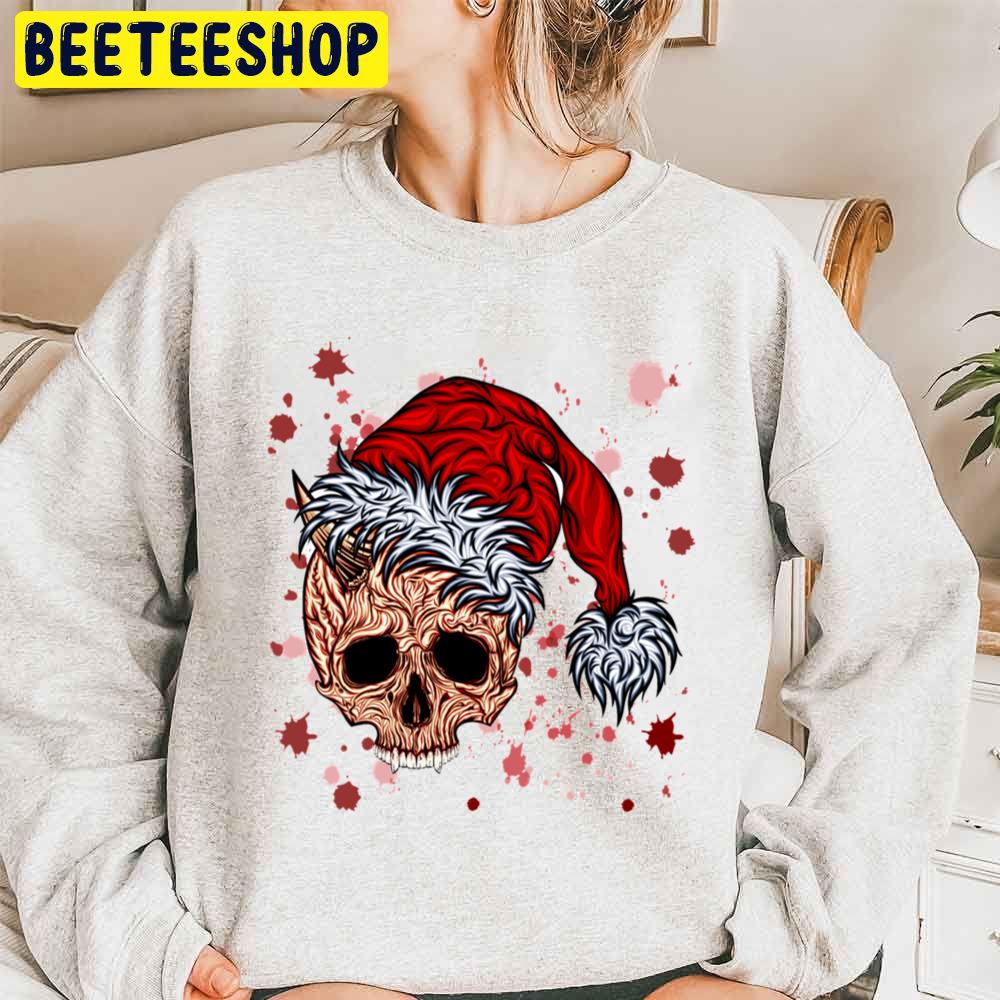 New Year Skull With Splashes Blood Chirstmas Trending Unisex Sweatshirt